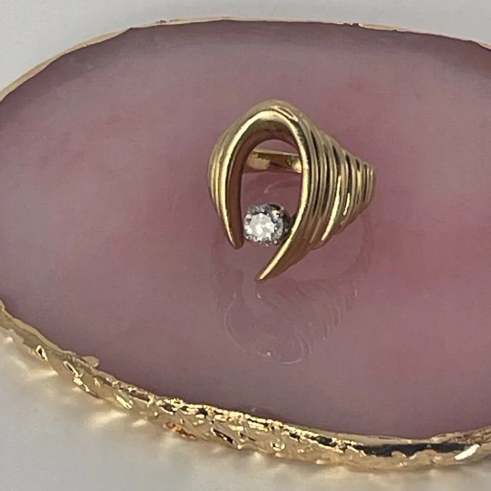 ***UNIQUE*** 1/2 Carat Heavy Diamond Horseshoe Ring Size Approx. 7.5 - Picture 6 of 7